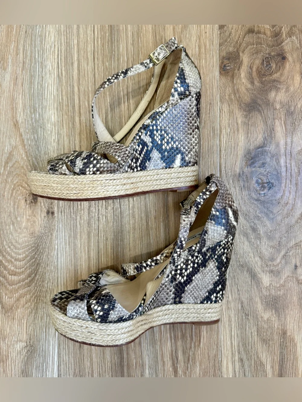 L.K. Bennett Snakeskin Print Espadrille Wedge Sandals EU 37